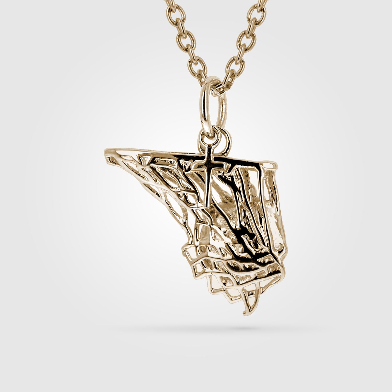 Gold Orange Enameled Mini Basketball Necklace With Dangle Cross