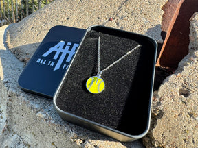 Yellow Softball Necklace w/ Dangle Cross | Sterling Silver