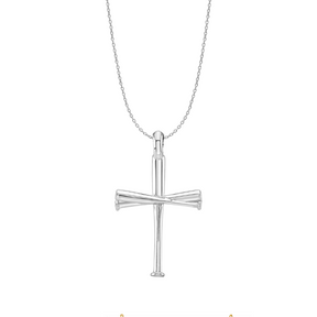 Mini Baseball Bat Cross Necklace | Sterling Silver