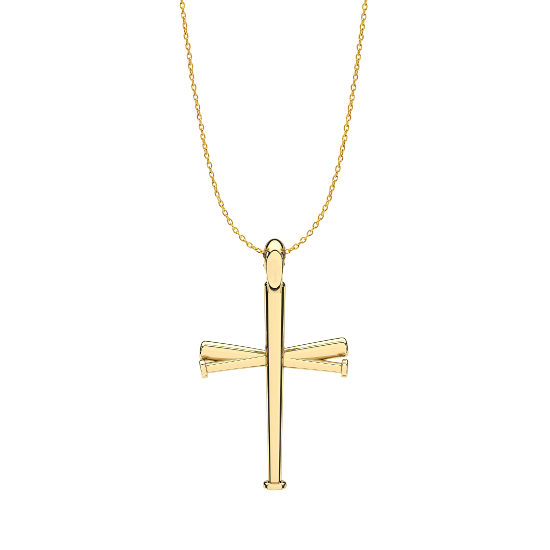 Mini Baseball Bat Cross Necklace | Gold