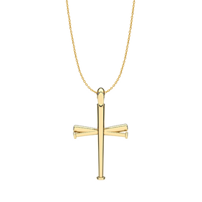 Mini Baseball Bat Cross Necklace | Gold