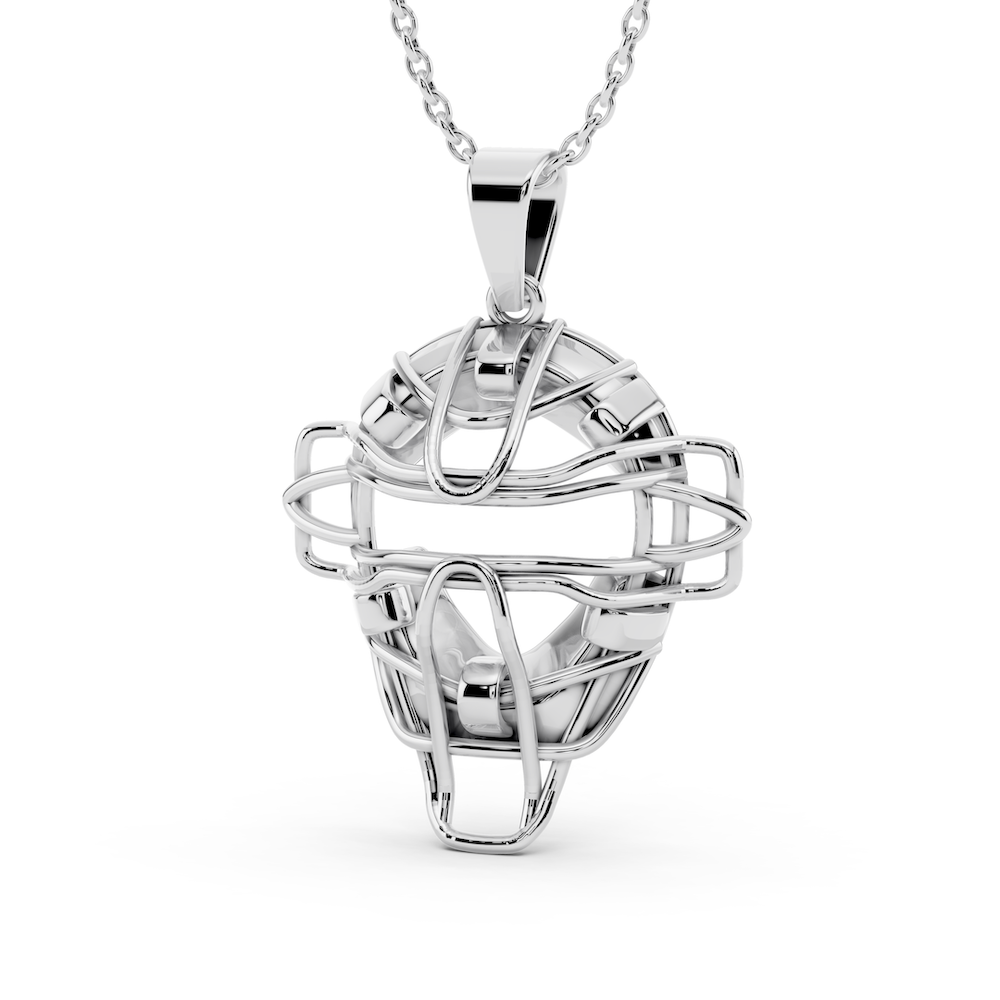 Baseball Catchers Mask Necklace | Silver