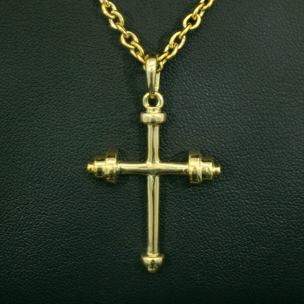 Athlete's Cross | Weightlifting Necklace | Barbell Necklace | Yellow Gold