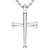 XL Baseball Bat Cross Necklace | Sterling Silver