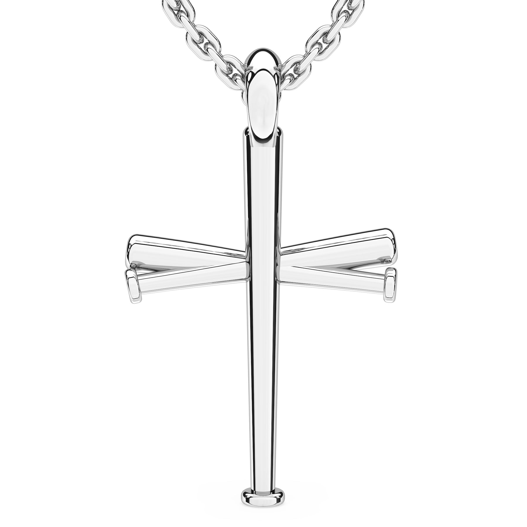 XL Baseball Bat Cross Necklace | Sterling Silver