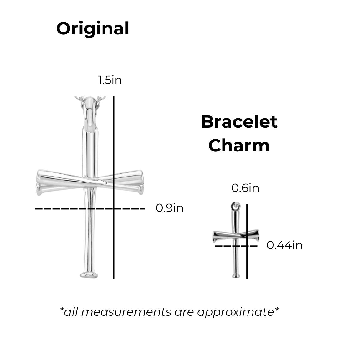 Baseball Cross Bracelet Charm Size