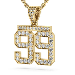 Diamond Studded Jersey Number Necklace - Gold White Stones