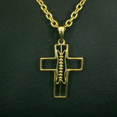 Gridiron Football Cross Necklace | Gold | Football Cross Pendant | All In Faith