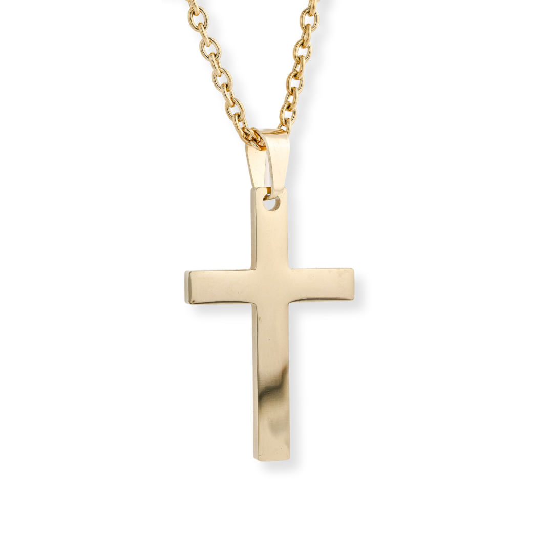 Gold Stainless Steel Cross Necklace With Chain