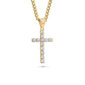 Gold Iceed Out Cross Necklace With Cuban Link Chain