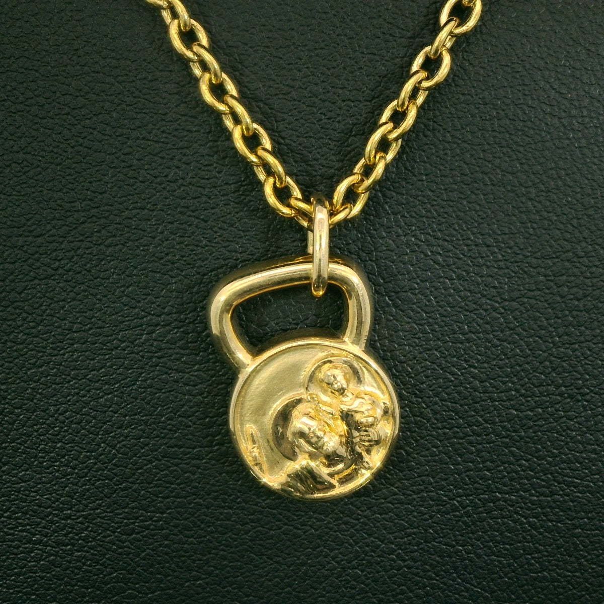 St. Christopher Kettlebell Necklace Yellow Gold