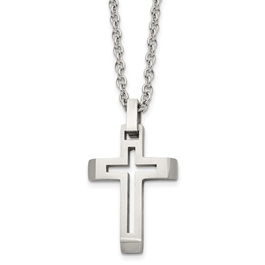 Cut Out Cross Necklace | Stainless Steel Chain