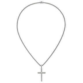 Cross Necklace w/ Box Chain | 24" | Stainless Steel