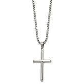 Cross Necklace w/ Box Chain | 24" | Stainless Steel