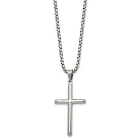 Cross Necklace w/ Box Chain | 24" | Stainless Steel