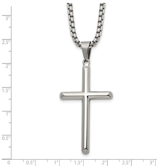 Cross Necklace w/ Box Chain | 24" | Stainless Steel