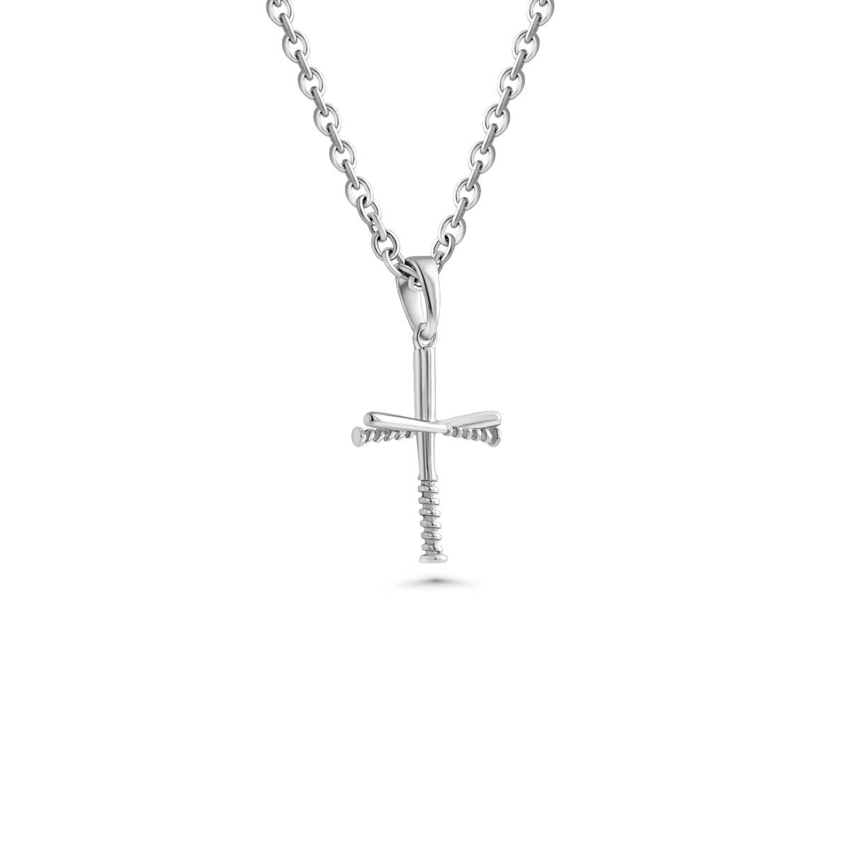 Mini Baseball Bat Cross Necklace w/ Bat Grip | Baseball Necklace Pendant | Sterling Silver