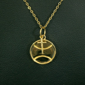 Tennis Necklace with Dangling Cross Yellow Gold