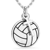 Volleyball Cross Necklace | Volleyball Dangle Cross Pendant with chain