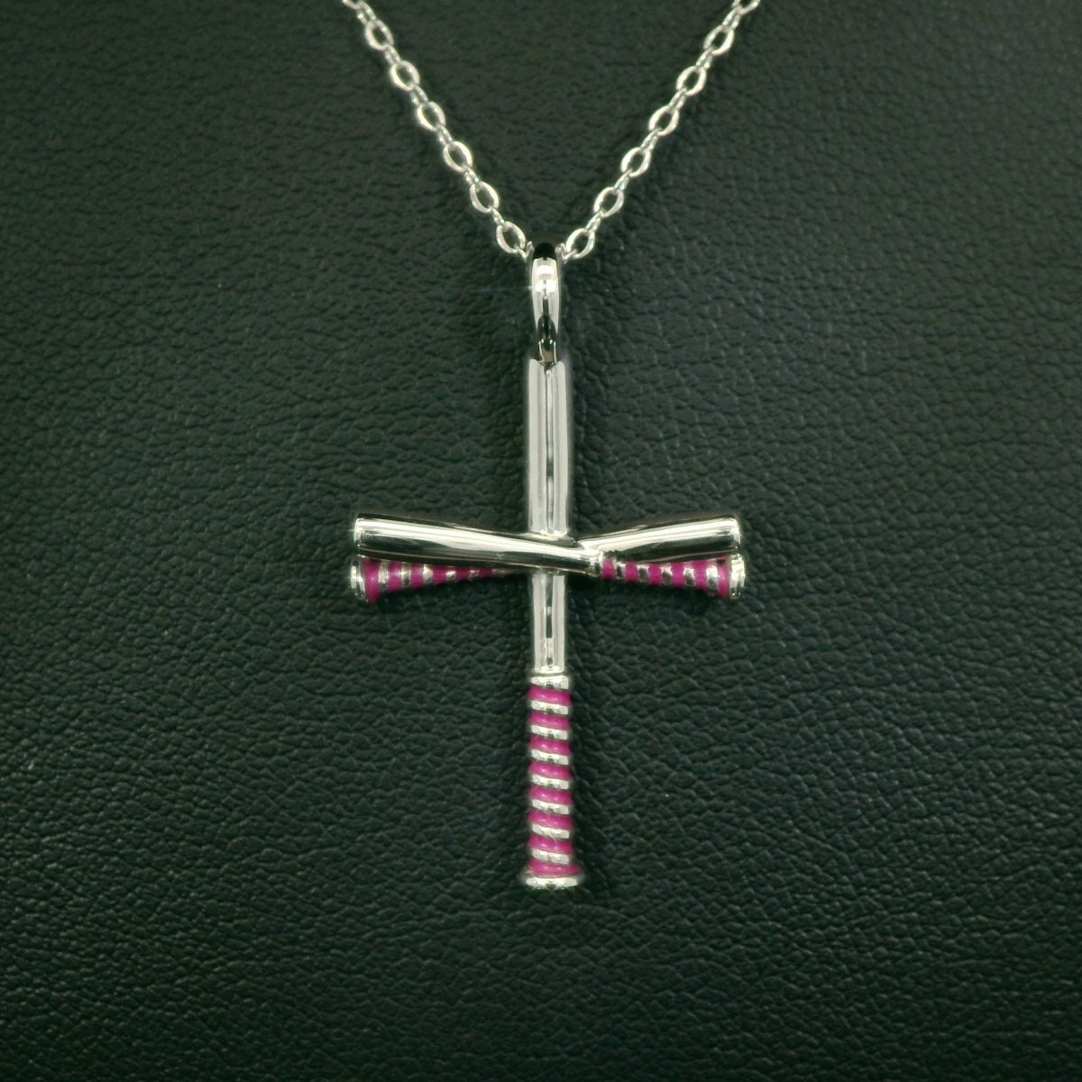 Pink Softball Bat Cross Necklace | Gold | Ready To Ship