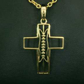 XL Gridiron Football Cross Necklace | Gold | Football Cross Pendant | All In Faith