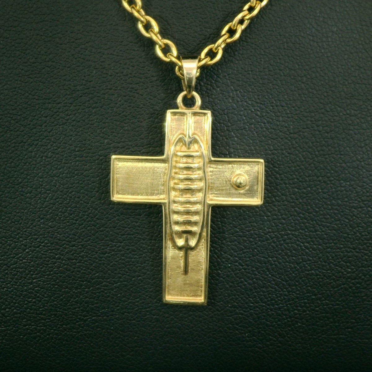 Pigskin Football Cross Necklace | Gold | Football Cross Pendant | All In Faith