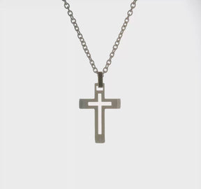 Cut Out Cross Necklace | Stainless Steel Chain