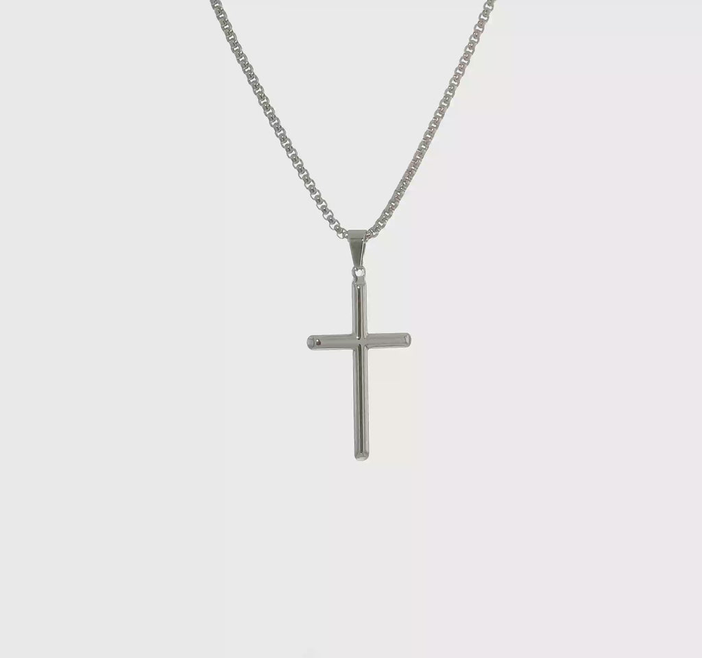 Cross Necklace w/ Box Chain | 24" | Stainless Steel