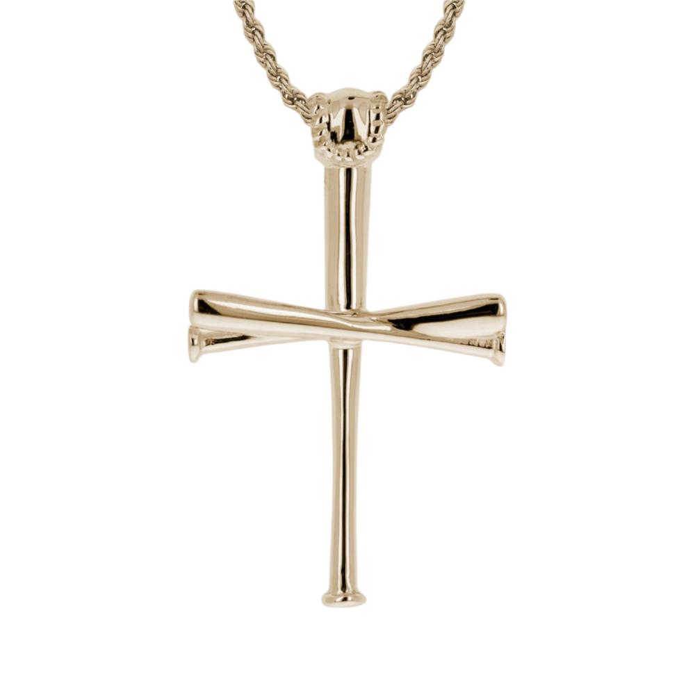 XL 2.0 Baseball Bat Cross Necklace | Gold