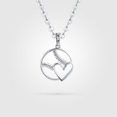 Baseball Heart Necklace | Sterling Silver | Heart Baseball Pendant