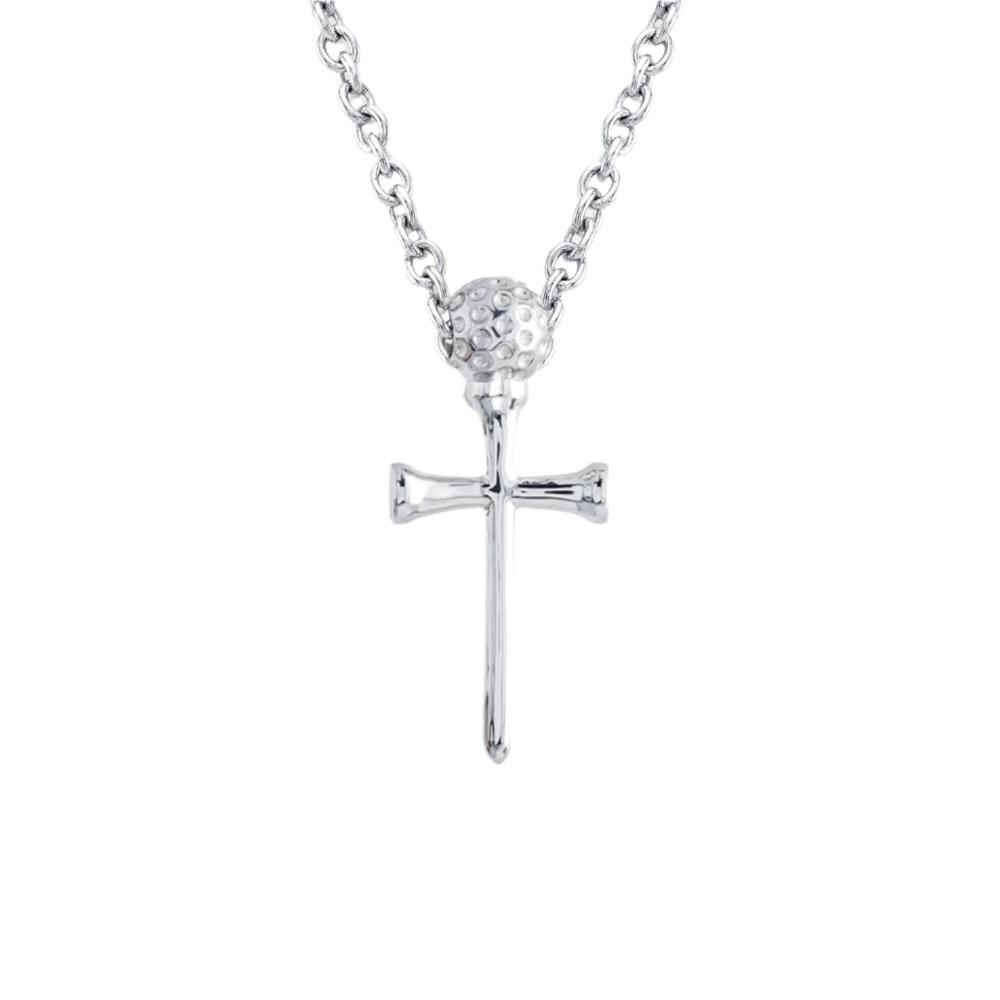 Golf Tee Cross Necklace | Sterling Silver