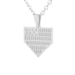 American Flag Home Plate Necklace | Sterling Silver