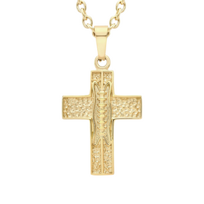 Pigskin Football Cross Necklace | Gold Stainless | Football Cross Pendant | All In Faith