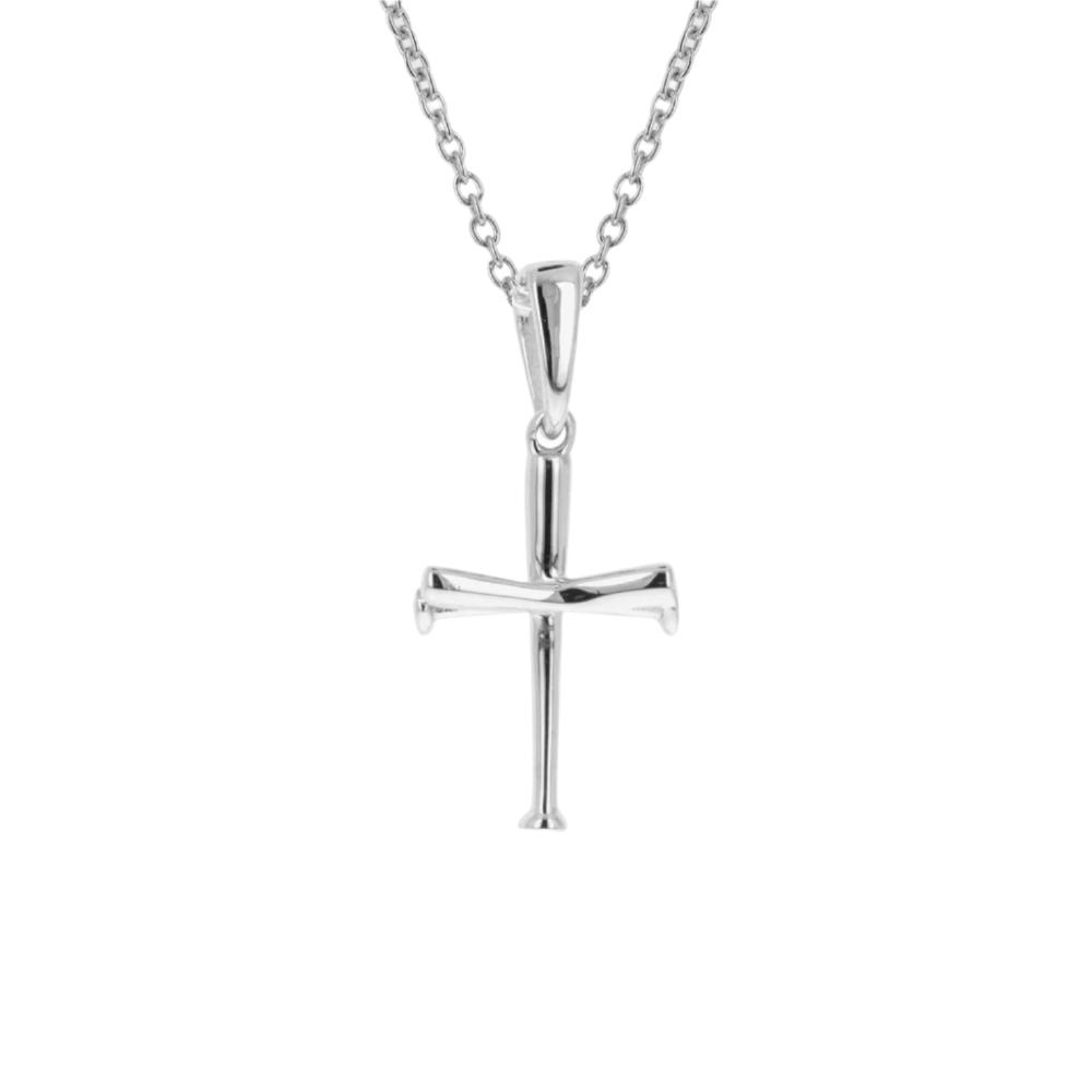 Mini Baseball Bat Cross Necklace | Sterling Silver | Baseball Bat Cross Pendant