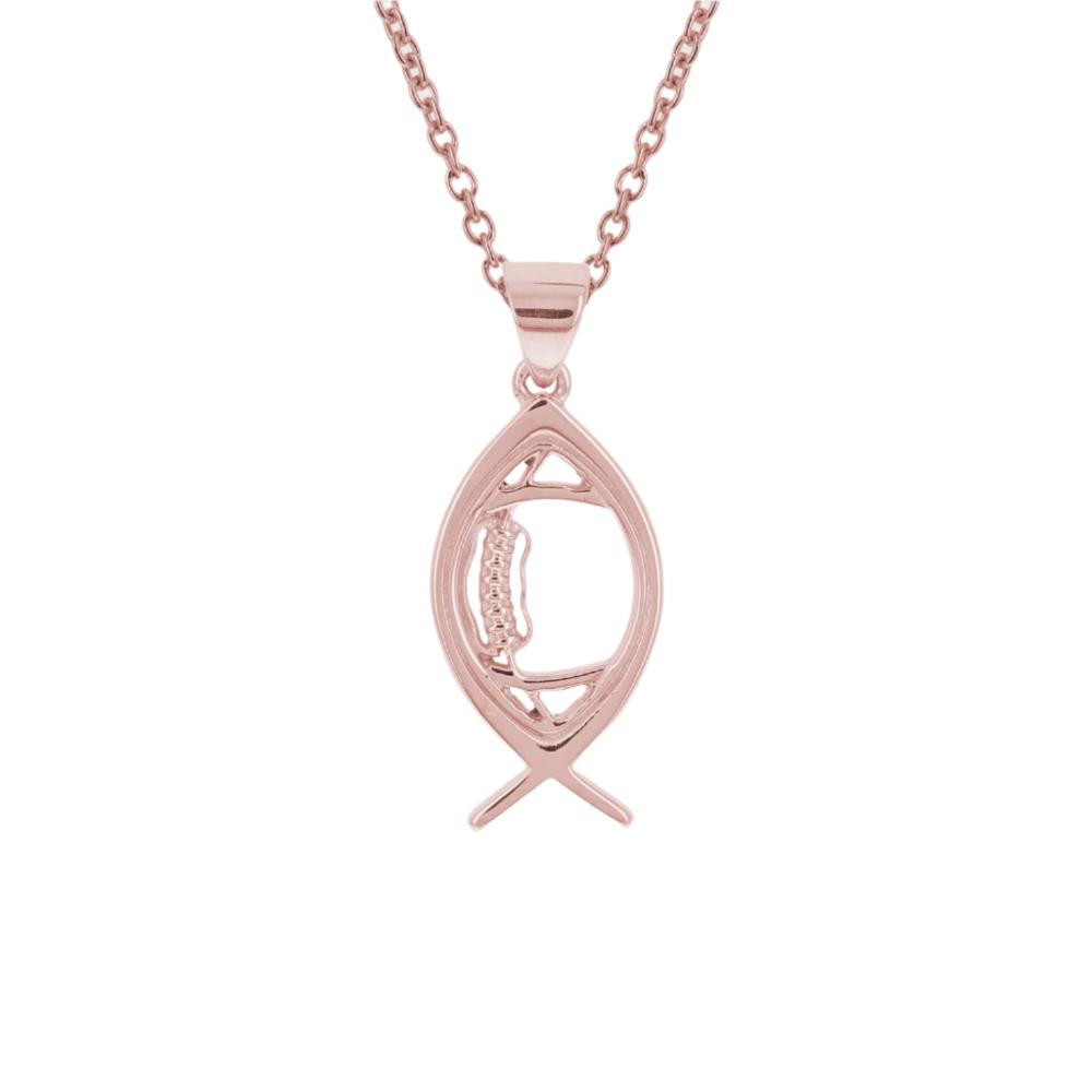 Mini Ichthys Football Necklace | Gold | Christian Football Pendant | All In Faith