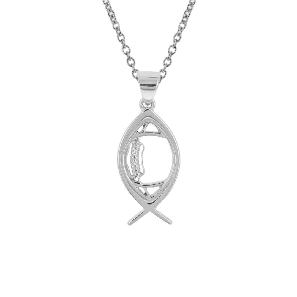 Mini Ichthys Football Necklace | All In Faith | Mini Ichthys Football Pendant