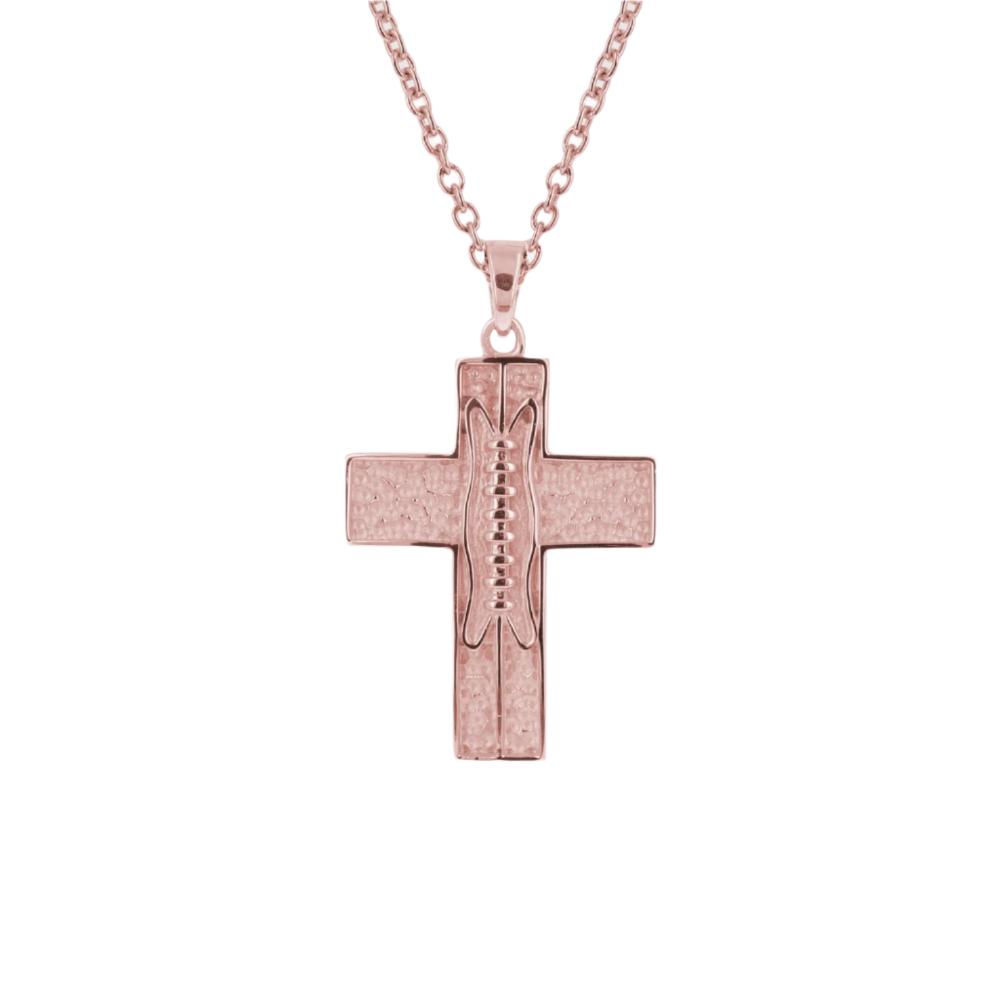 Mini Pigskin Football Cross Necklace | Gold | Football Cross Pendant | All In Faith