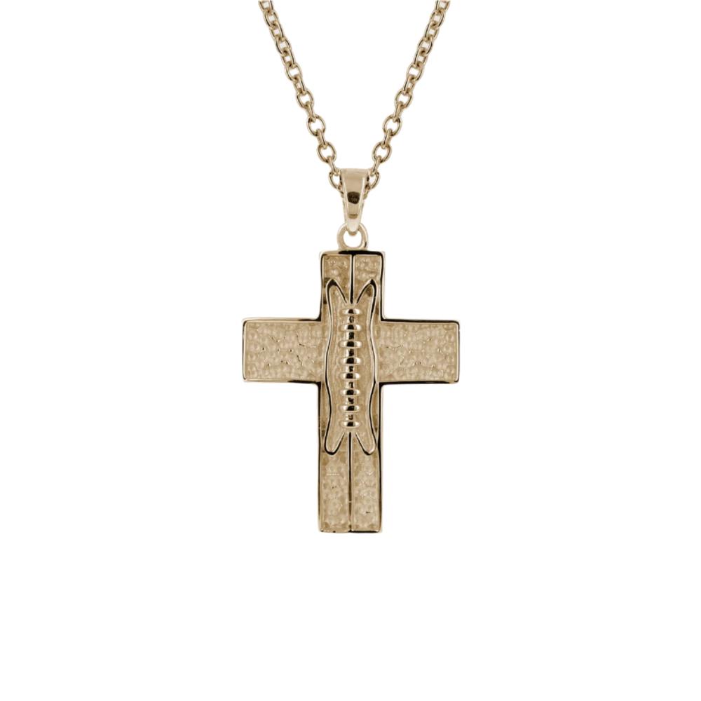 Mini Pigskin Football Cross Necklace | Gold | Football Cross Pendant | All In Faith