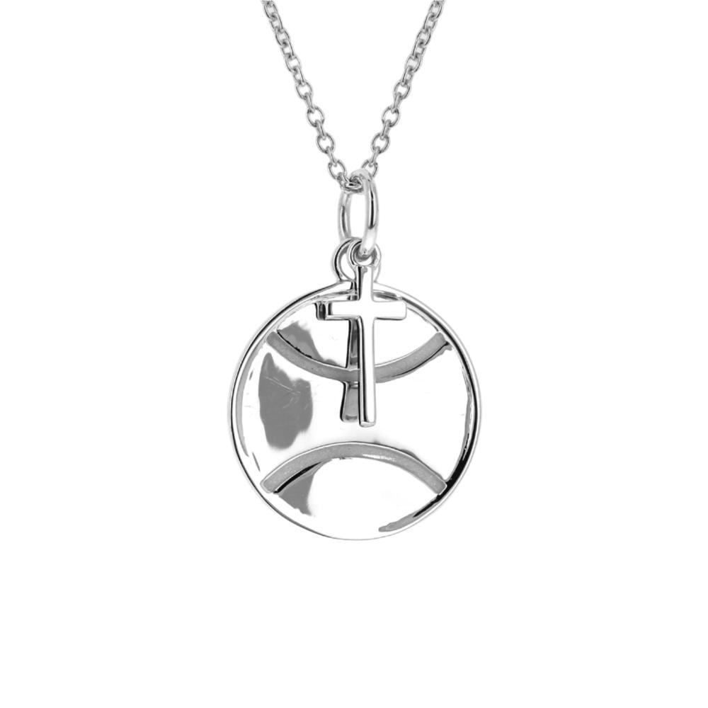 Tennis Necklace With Dangle Cross | Sterling Silver