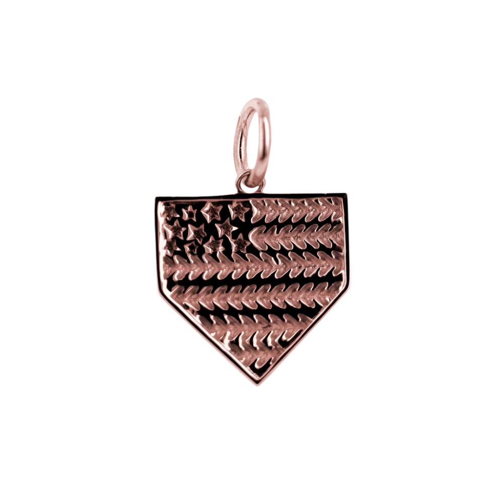 American Flag Home Plate Bracelet Charm | 14k Rose Gold