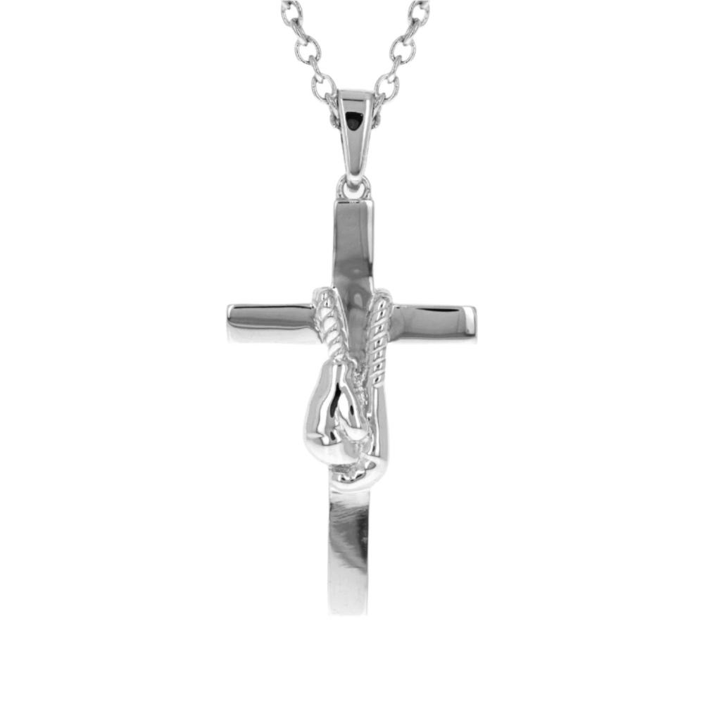 Anchor Punch Boxing Cross Necklace | Sterling Silver | Boxing Cross Pendant | Christian Boxing Necklace