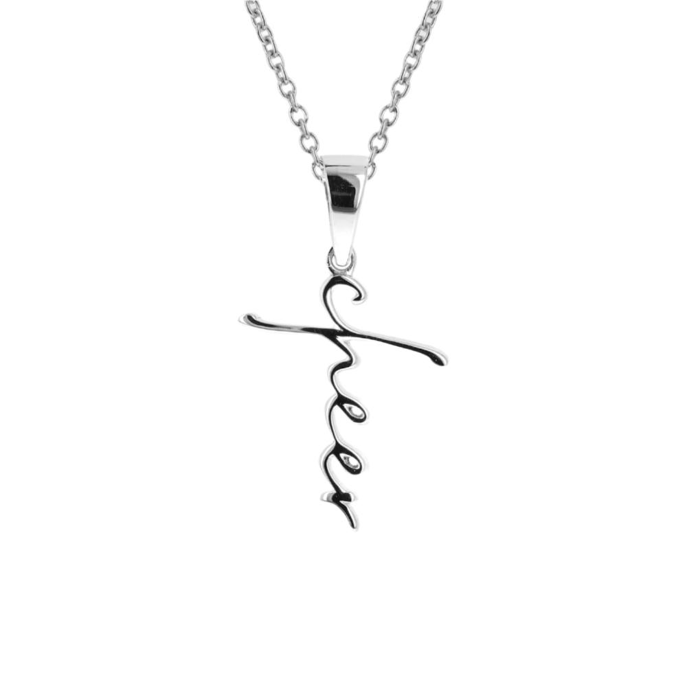 Cheer Cross Necklace | Sterling Silver | Cheerleader Necklace