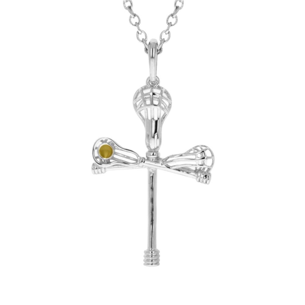 Cross Check Lacrosse Necklace | Sterling Silver | Lacrosse Cross Necklace