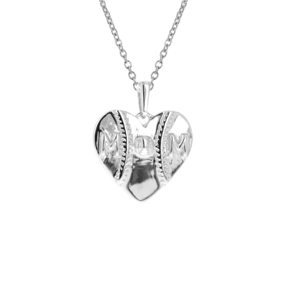 Mom Heart Baseball Necklace | Stainless Steel