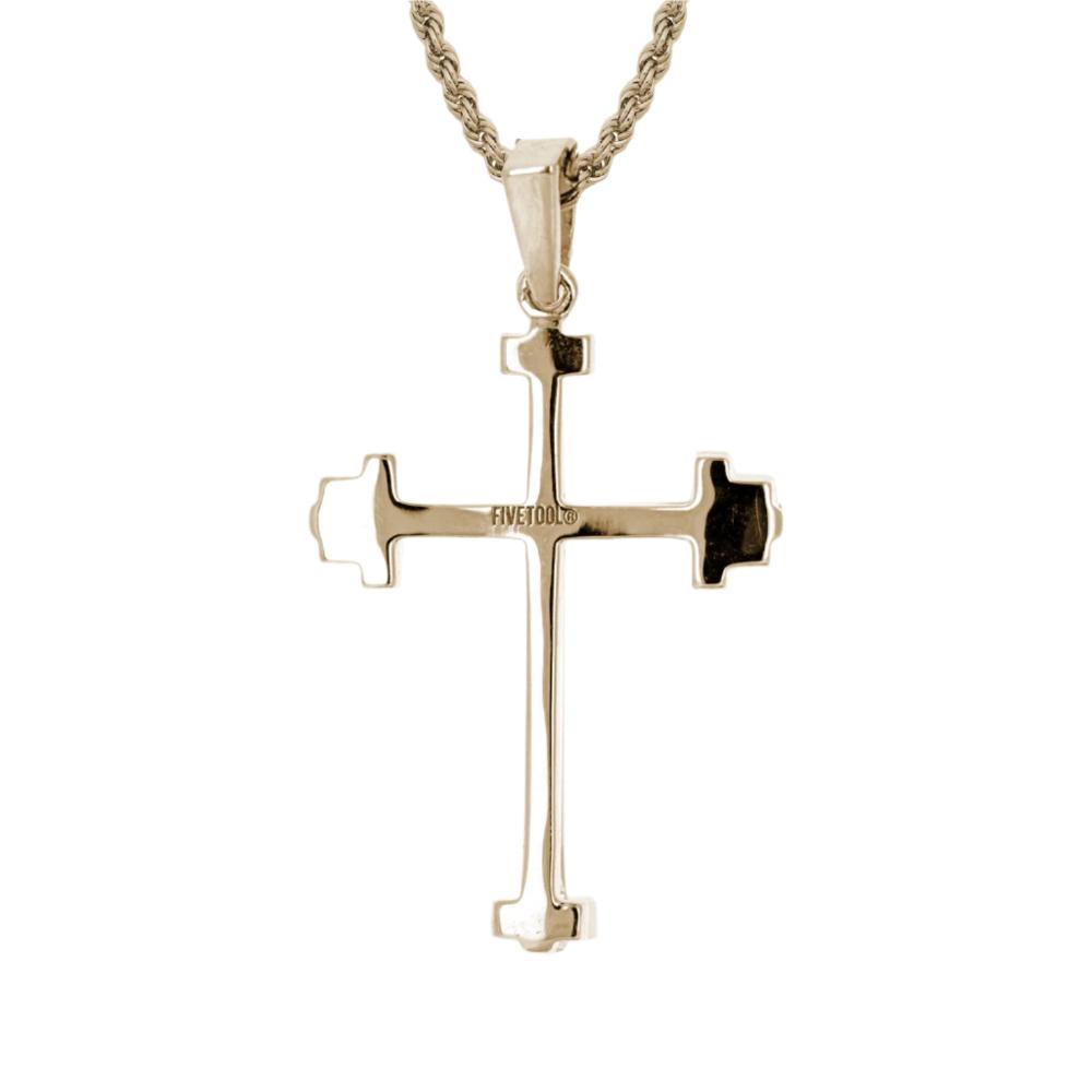 Athlete's Cross | Weightlifting Necklace | Barbell Necklace | Yellow Gold