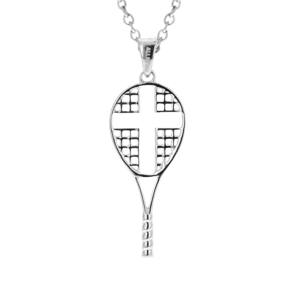 Mini Love All Tennis Racket Cross Necklace