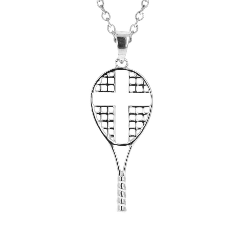 Mini Love All Tennis Racket Cross Necklace