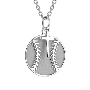 Mini Baseball Pendant With Dangle Cross | Sterling Silver