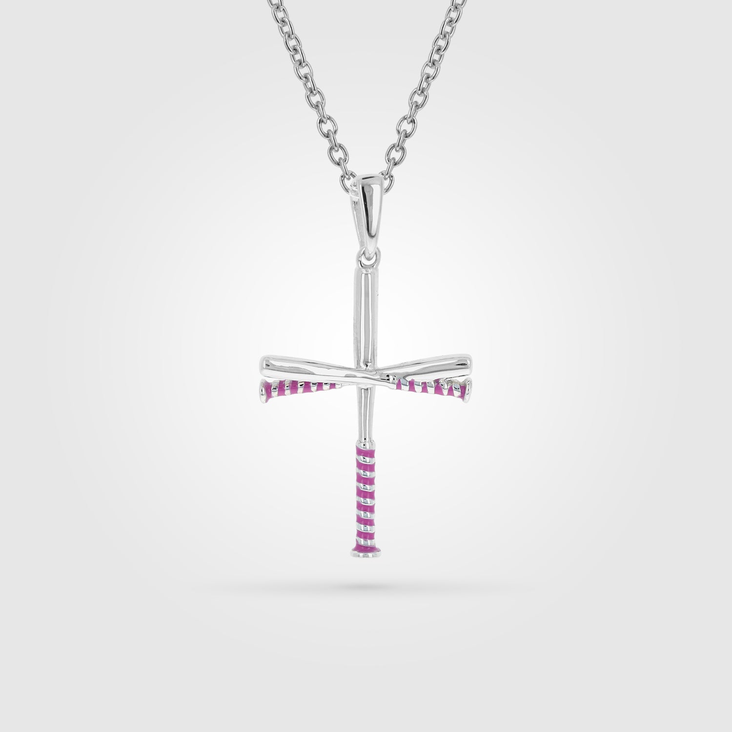 Pink Grip Softball Bat Cross Necklace | Gold