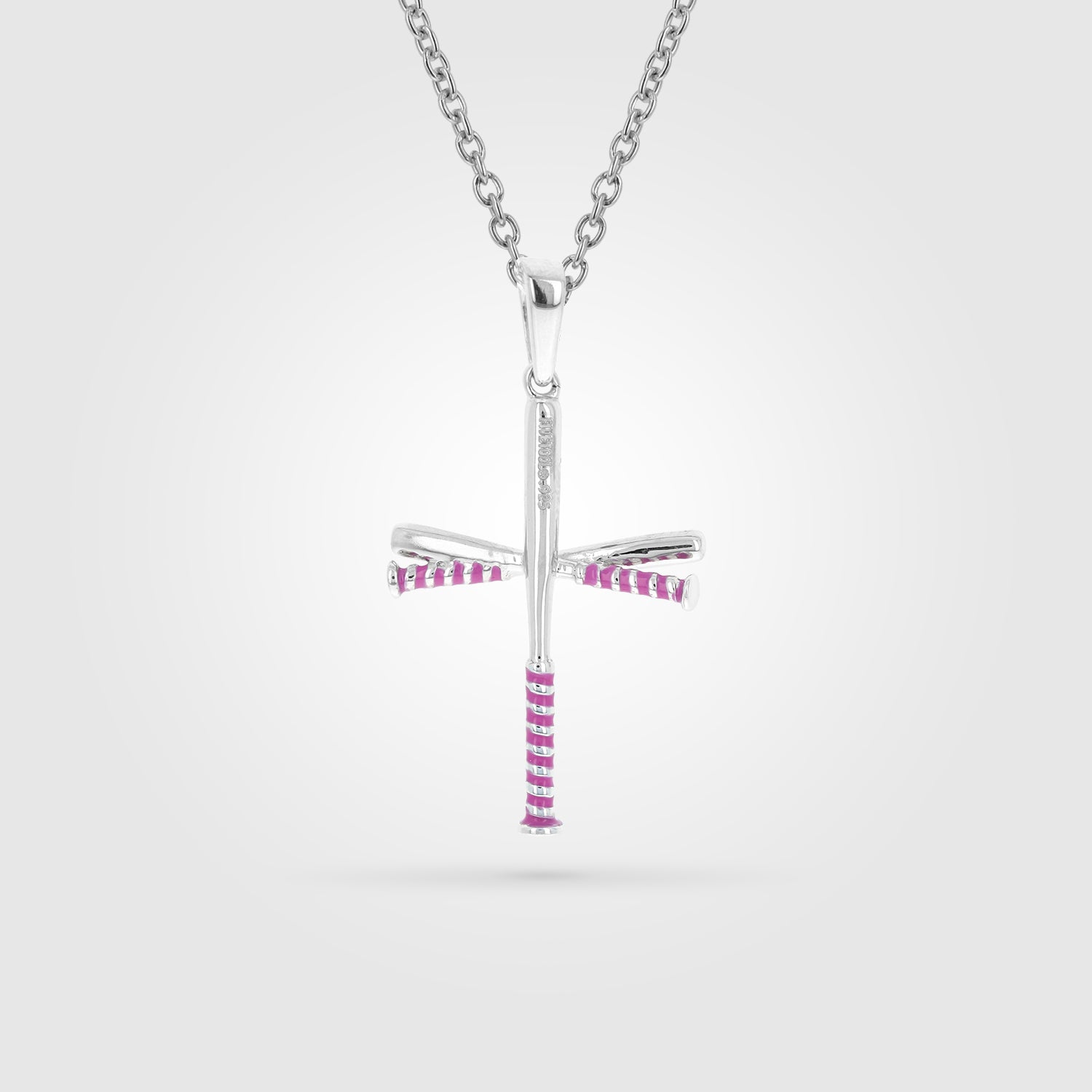 Pink Grip Softball Bat Cross Necklace | Gold